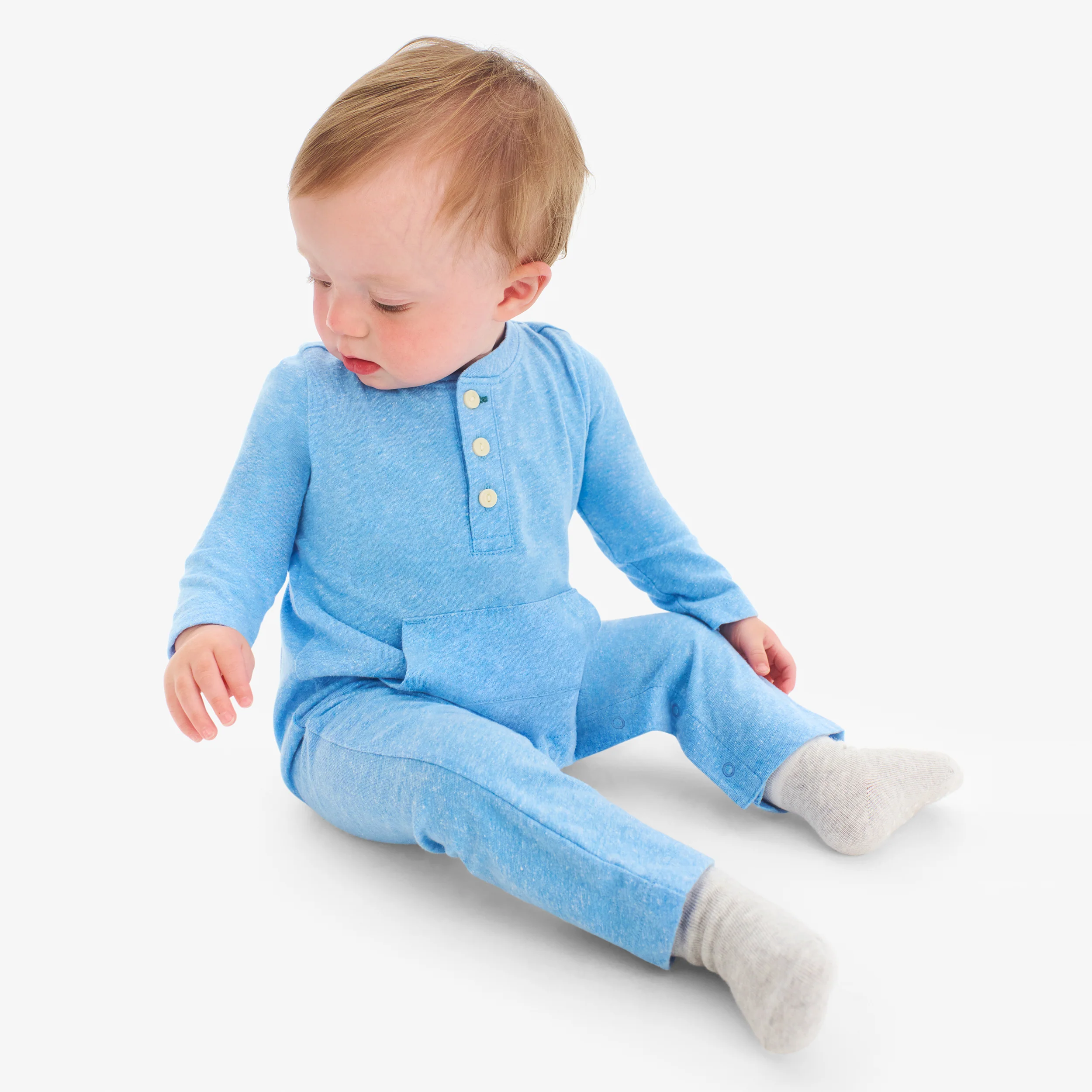 Baby heathered henley romper - Image 10