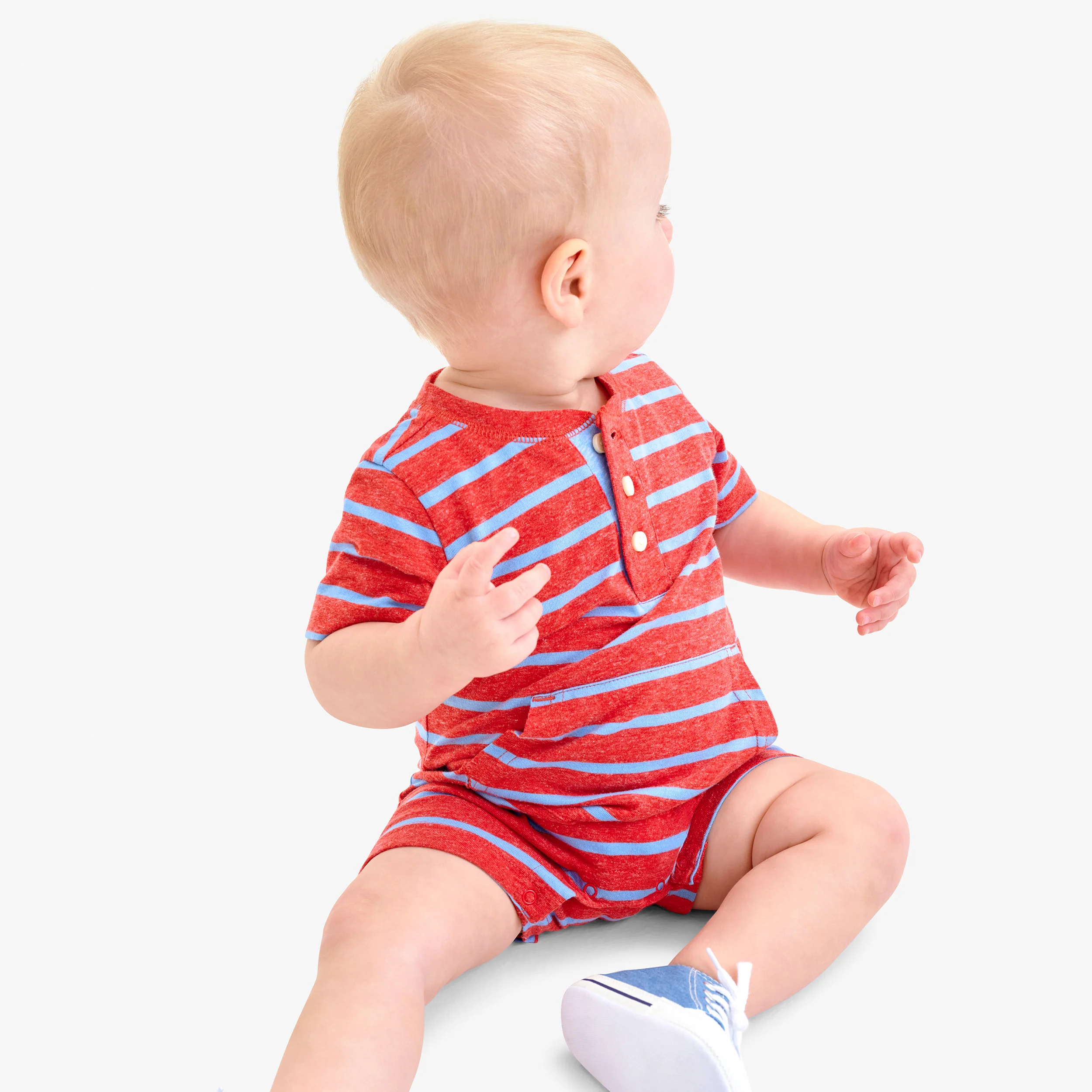 Baby heathered henley shortie in stripe - Image 10