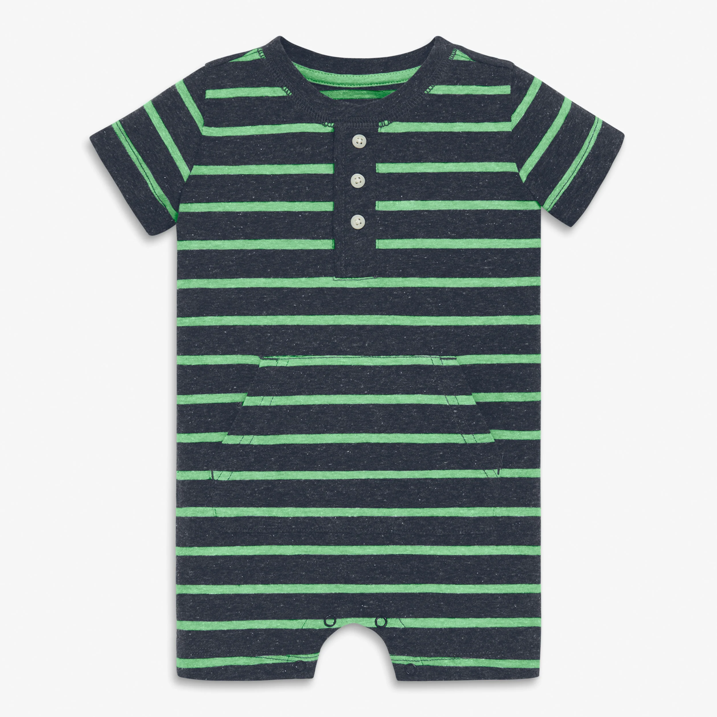 Baby heathered henley shortie in stripe - Image 11