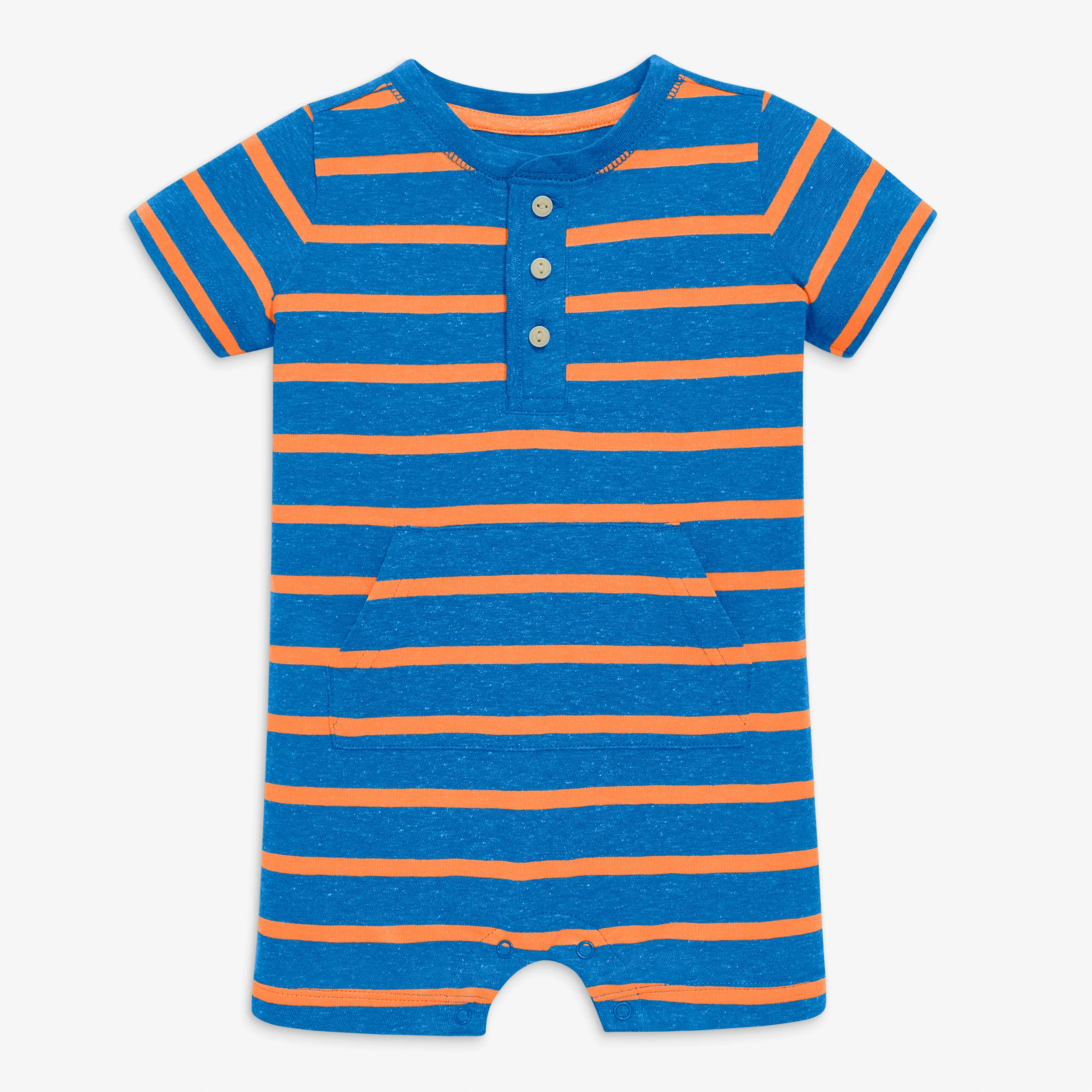 Baby heathered henley shortie in stripe - Image 3
