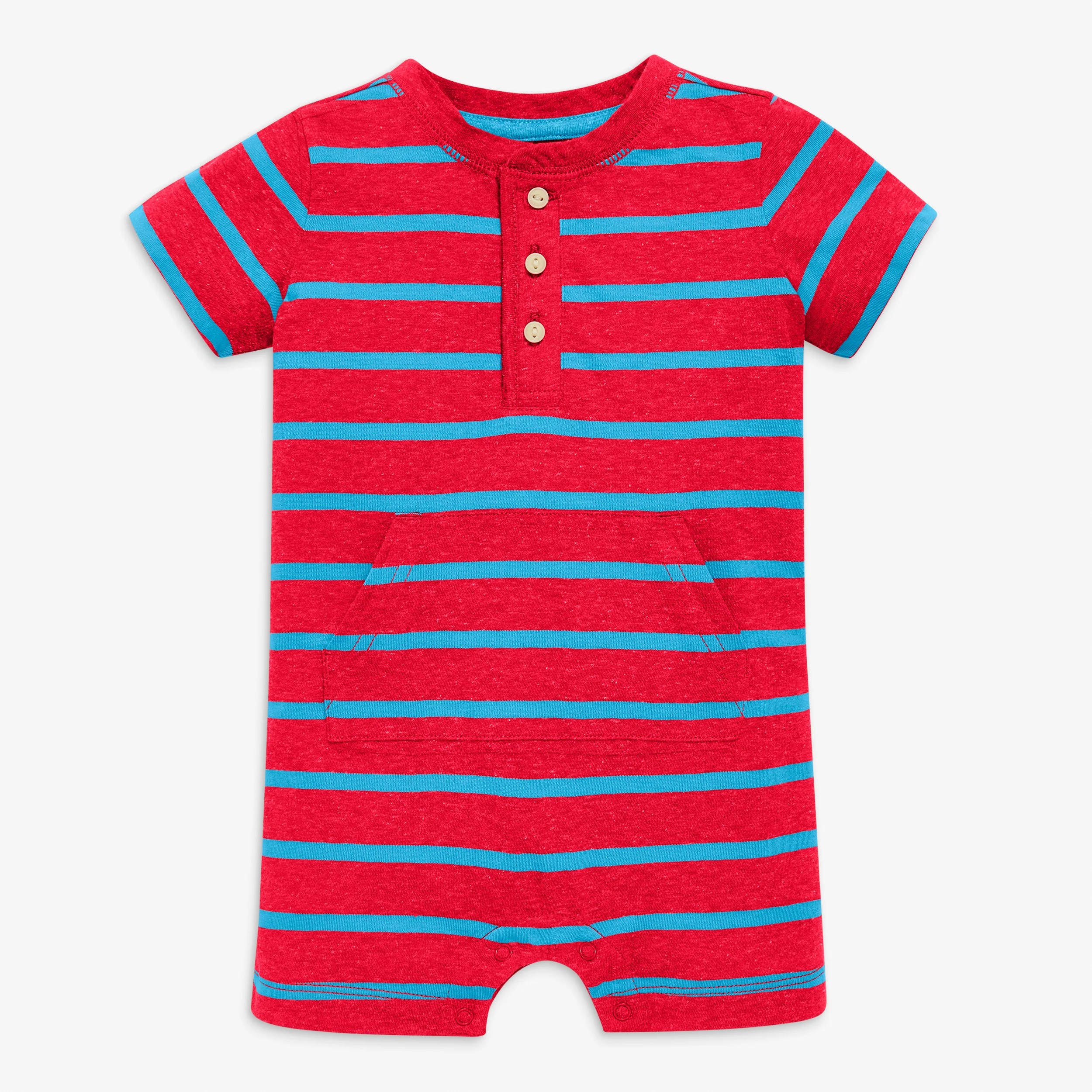 Baby heathered henley shortie in stripe - Image 4
