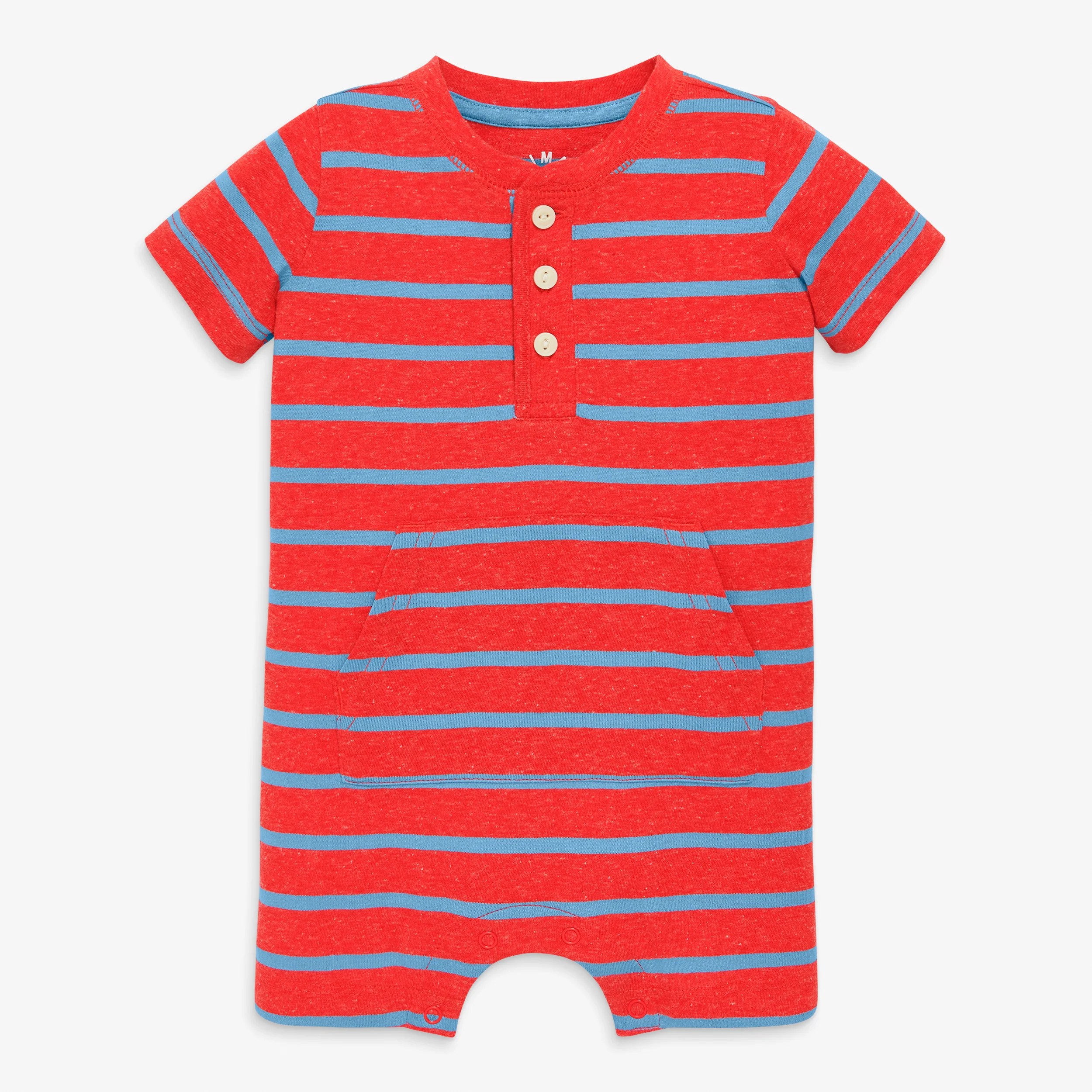 Baby heathered henley shortie in stripe - Image 5