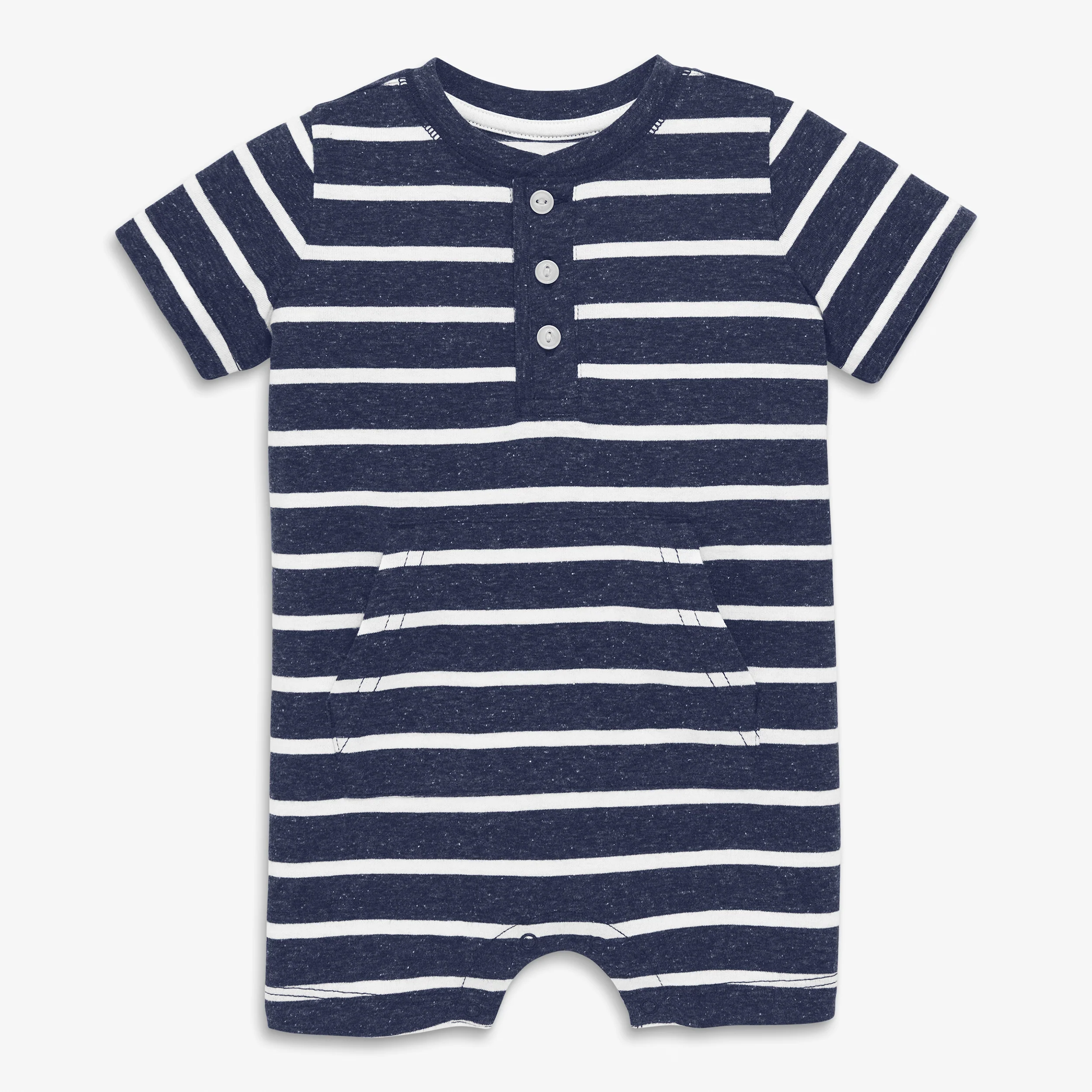Baby heathered henley shortie in stripe - Image 6