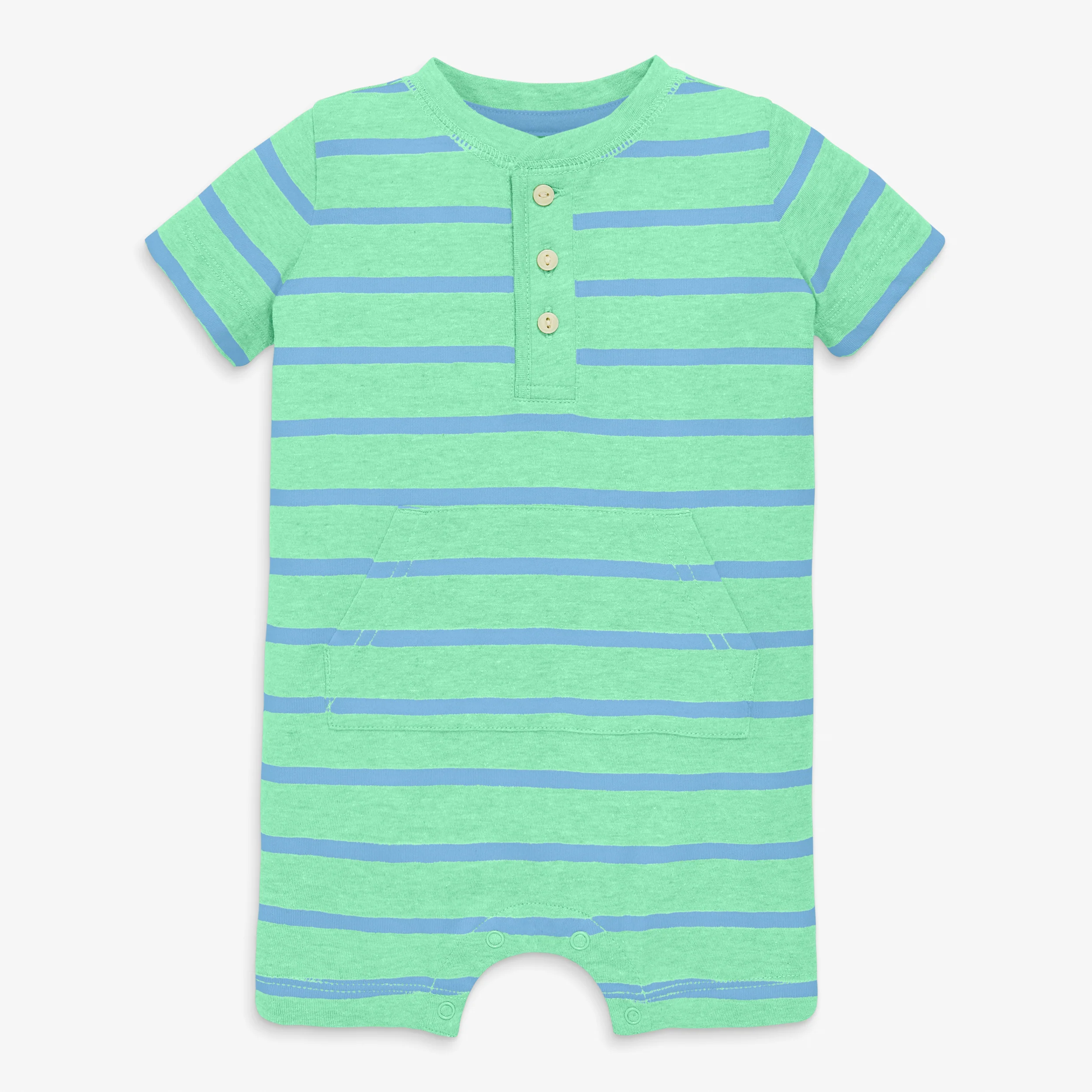 Baby heathered henley shortie in stripe - Image 8