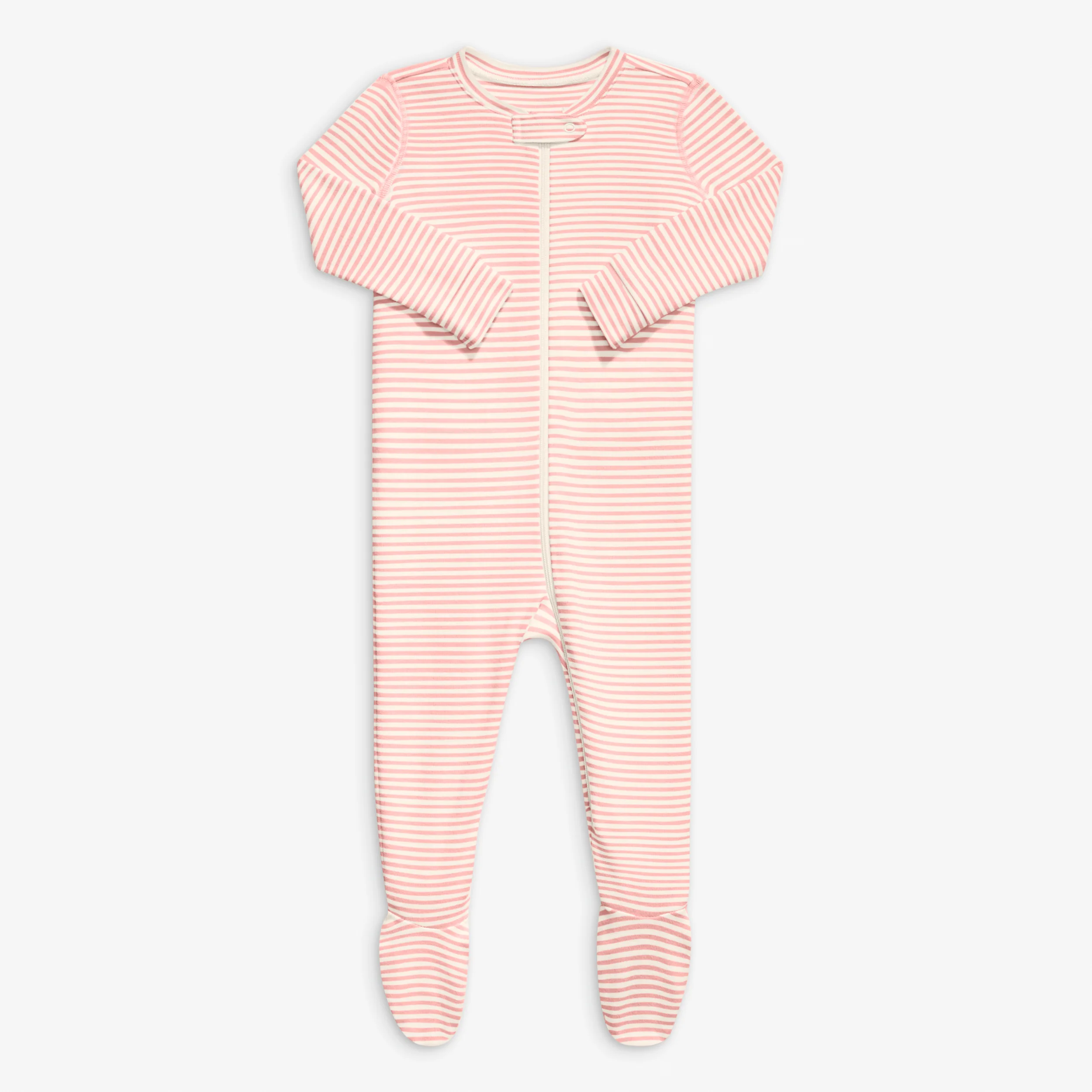 Clearance baby organic zip footie in mini stripe - Image 10