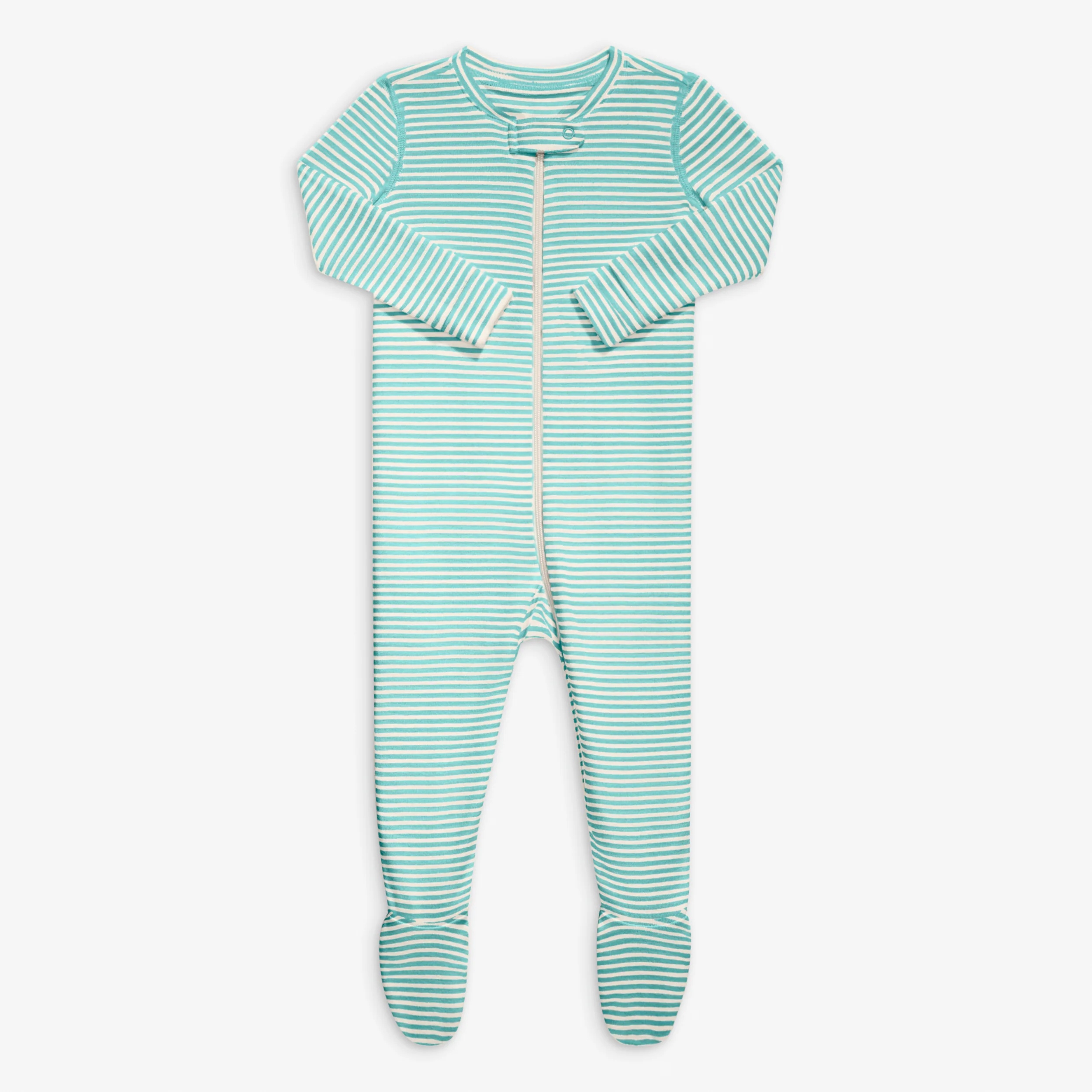 Clearance baby organic zip footie in mini stripe - Image 11