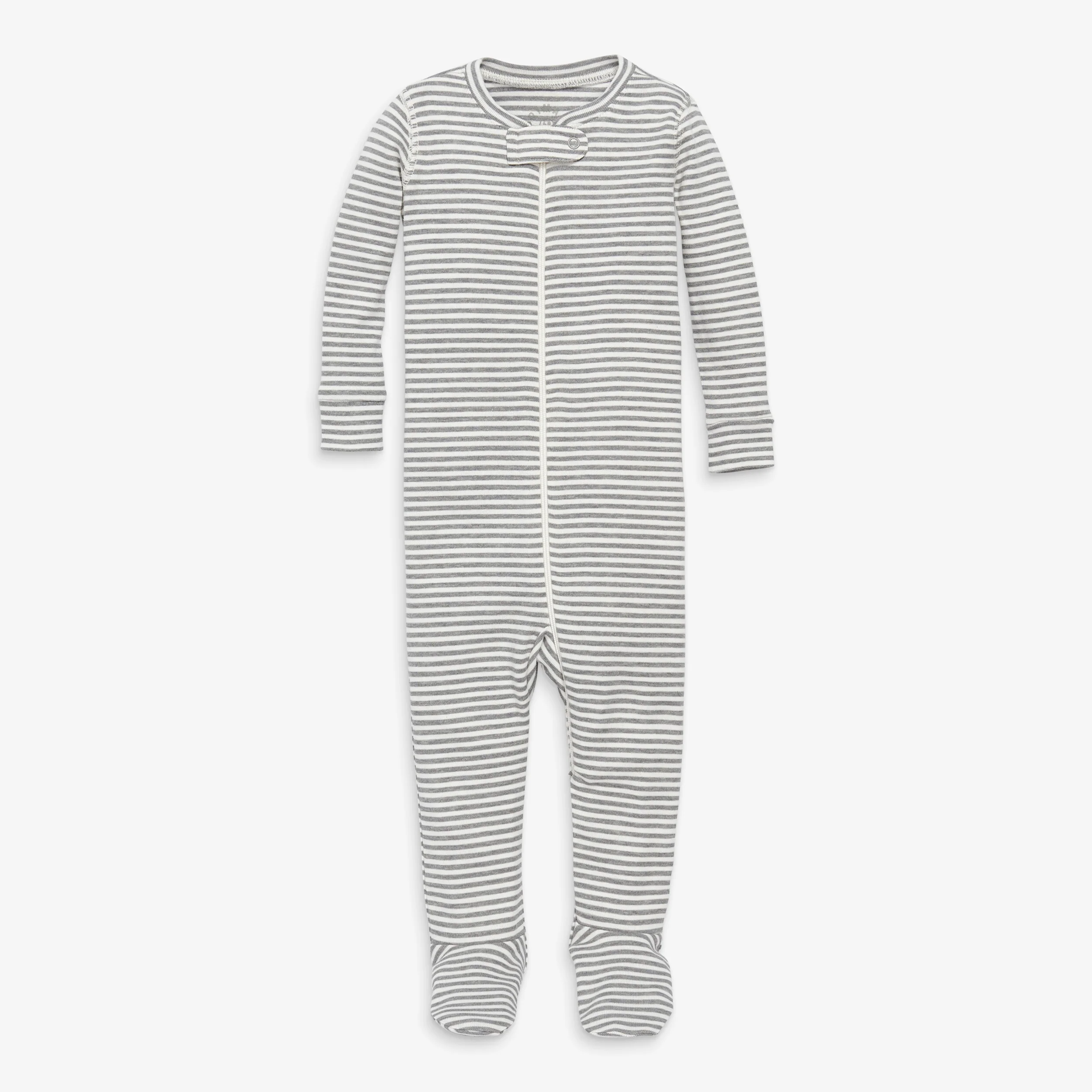 Clearance baby organic zip footie in mini stripe - Image 12