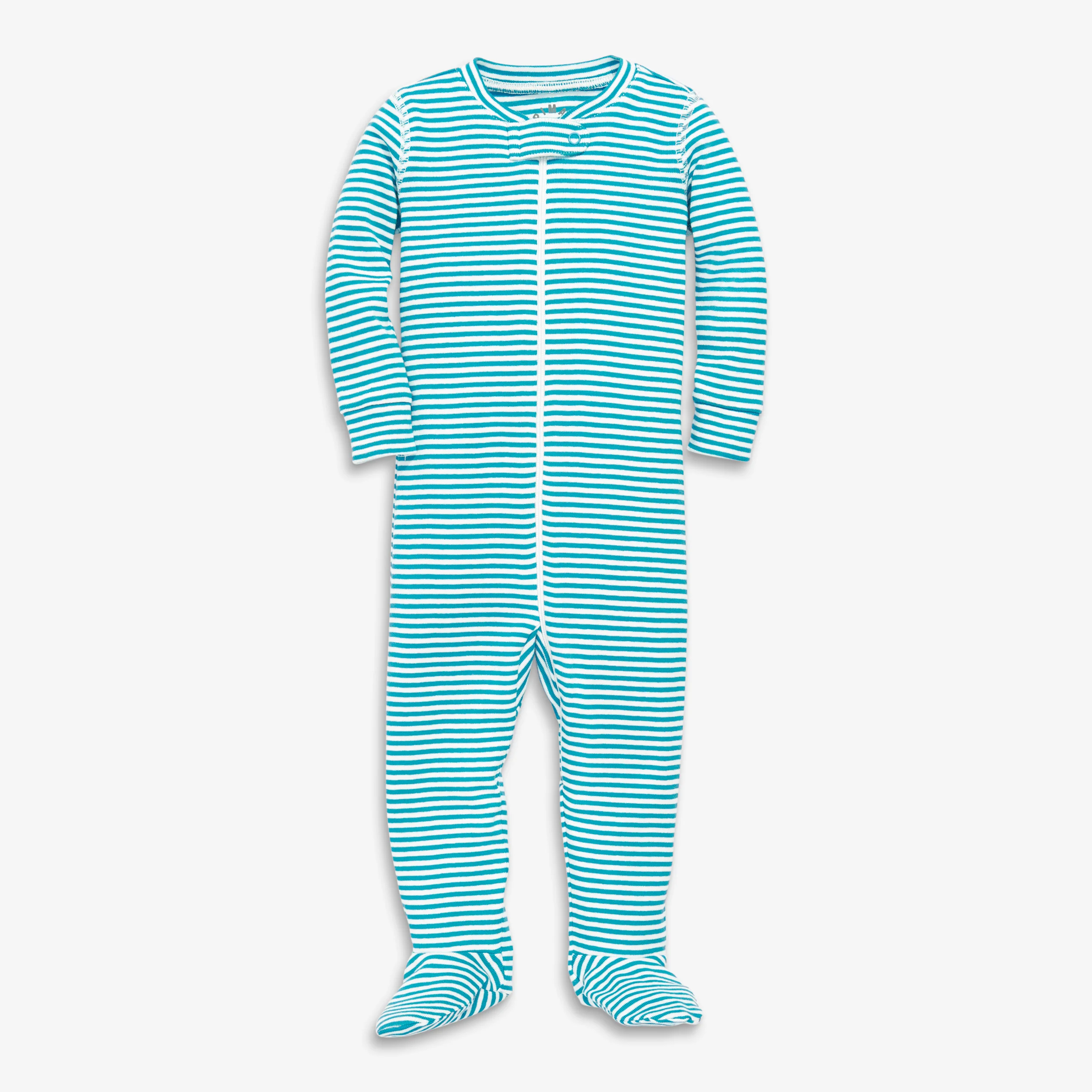 Clearance baby organic zip footie in mini stripe - Image 6