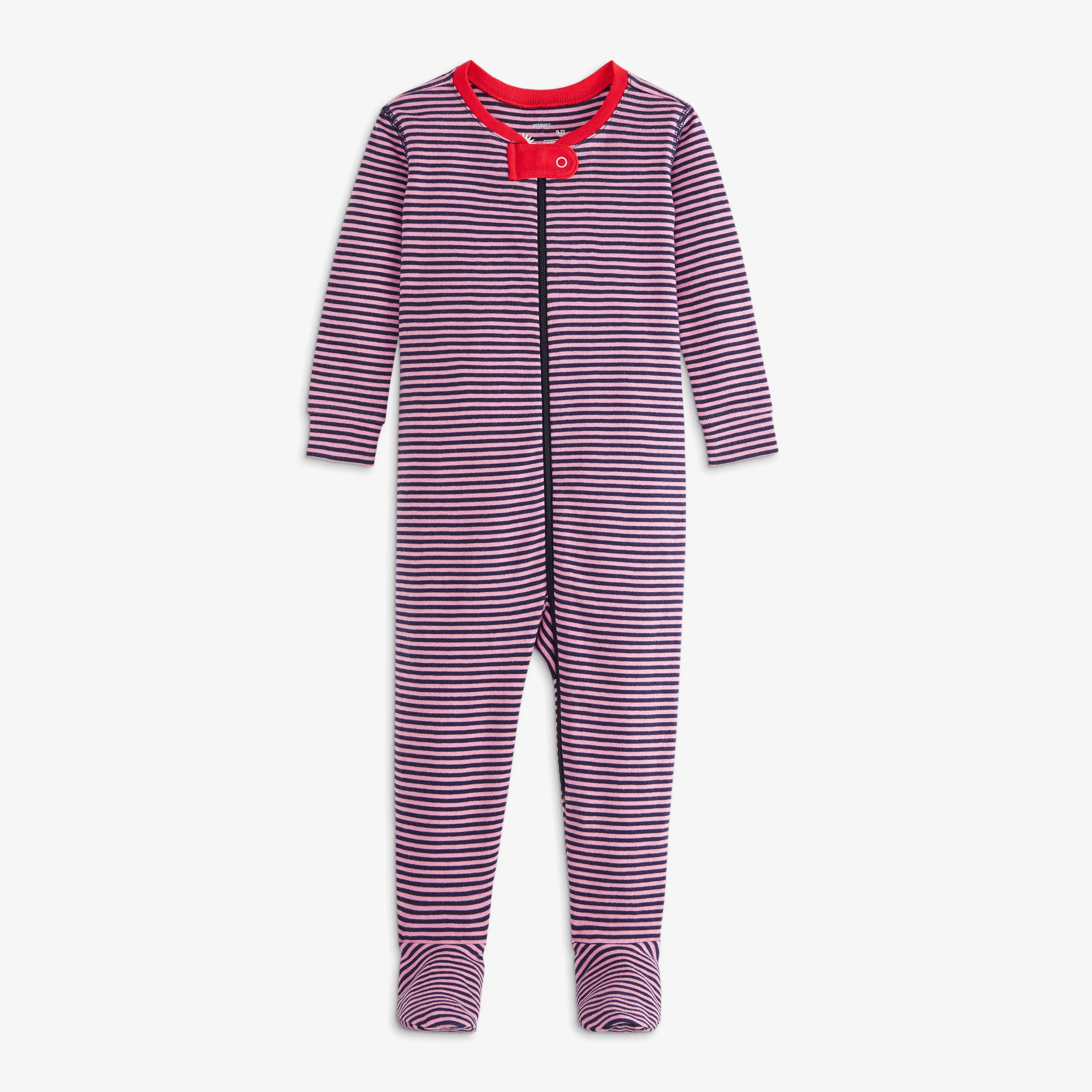 Clearance baby organic zip footie in mini stripe - Image 9